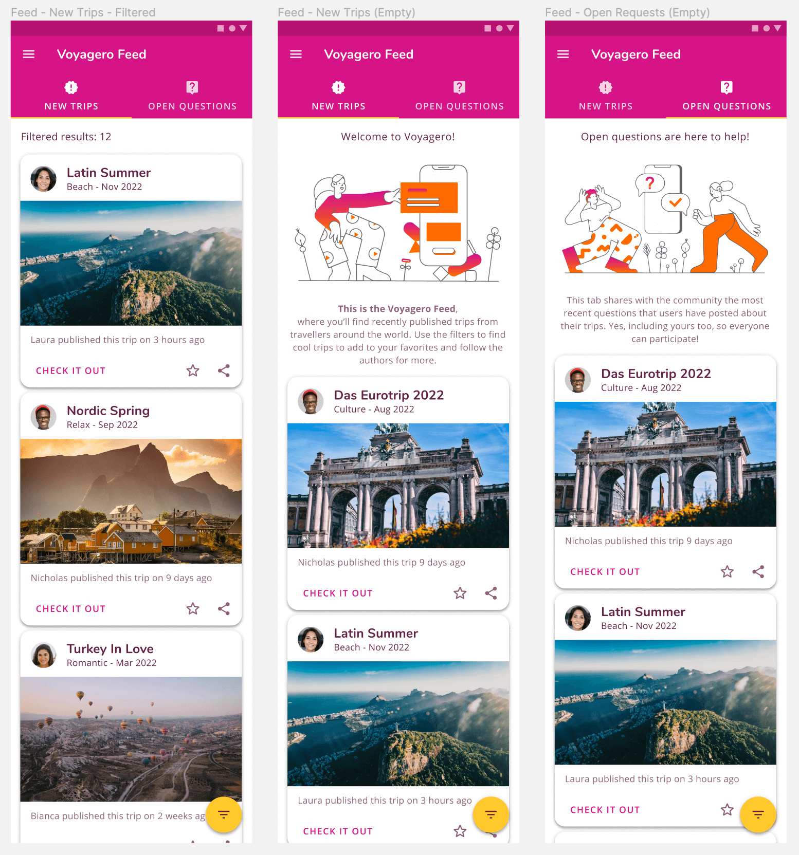 Voyagero High-fidelity social feed