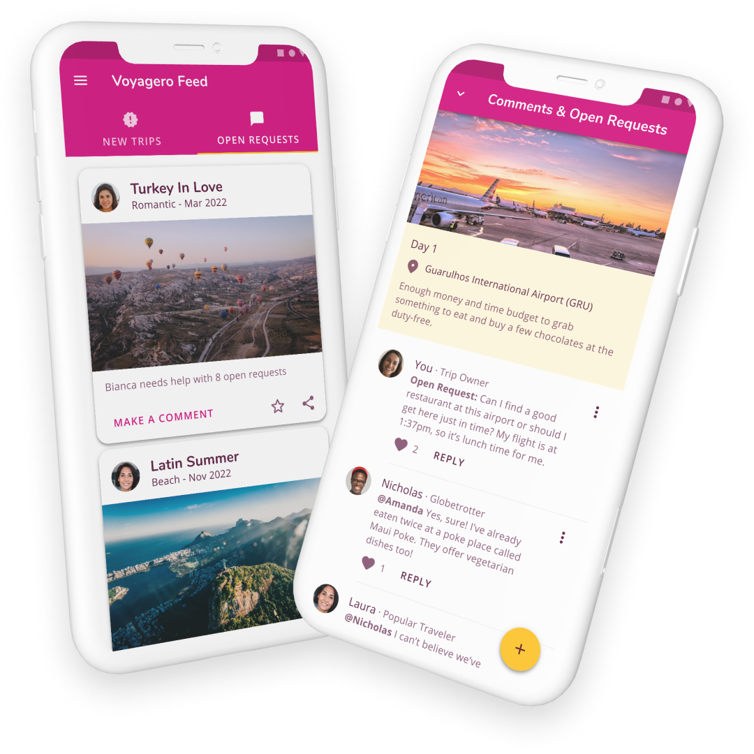 Voyagero mobile web app mockup